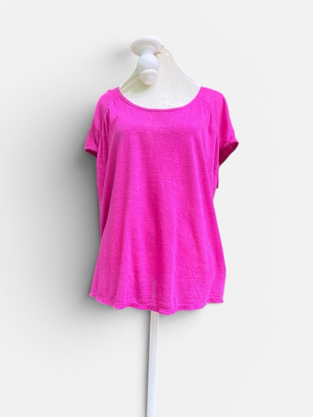 Joie Linen Ruched Sleeve Tee in Bright Rose Women’s Size Medium